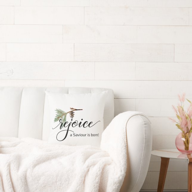 Christian Watercolor Christmas Throw Pillow (Couch)