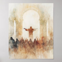 Christian Watercolor Wall Art  Jesus Worship