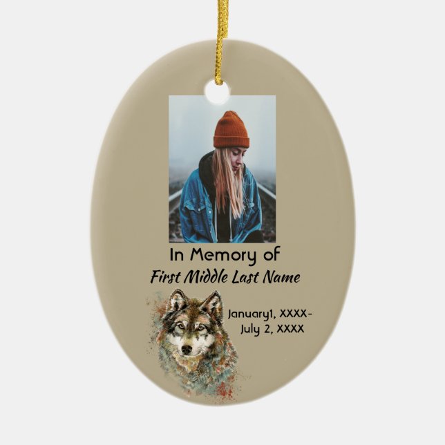 Christian Watercolor Wolf Keepsake Ornament (Front)