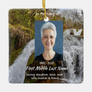 Christian Waterfall Landscape  Memorial Keepsake  Ceramic Ornament