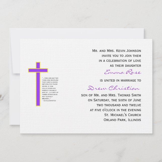 Christian Wedding Cord Three Strands Invitation Pl (Front)