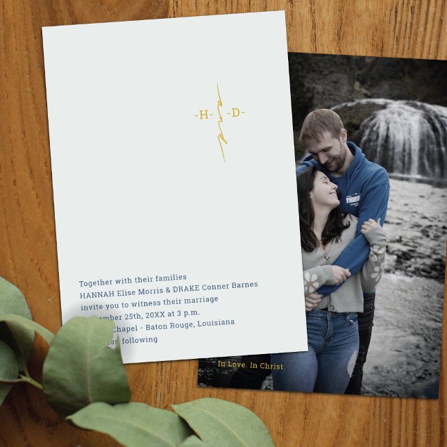Christian Wedding | Gold Couple's Initials Cross Invitation (Creator Uploaded)