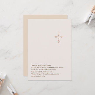 Christian Wedding Hand Lettered Monogram Cross Invitation