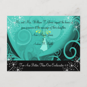 Christian Wedding Invitation Blue Cala Lily
