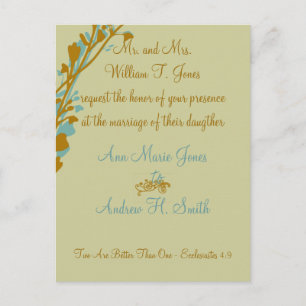 Christian Wedding Invitation Carmel and Blue