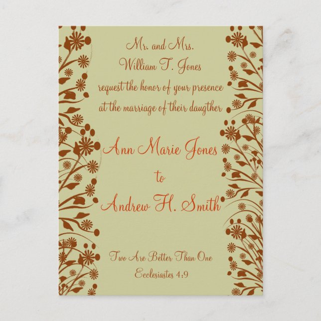Christian Wedding Invitation Carmel and Blueberry (Front)