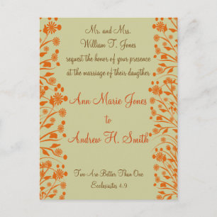 Christian Wedding Invitation Carmel and Blueberry Postcard