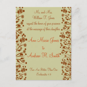 Christian Wedding Invitation Carmel and Blueberry Postcard