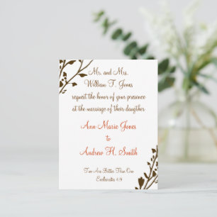 Christian Wedding Invitation Deep Chocolate