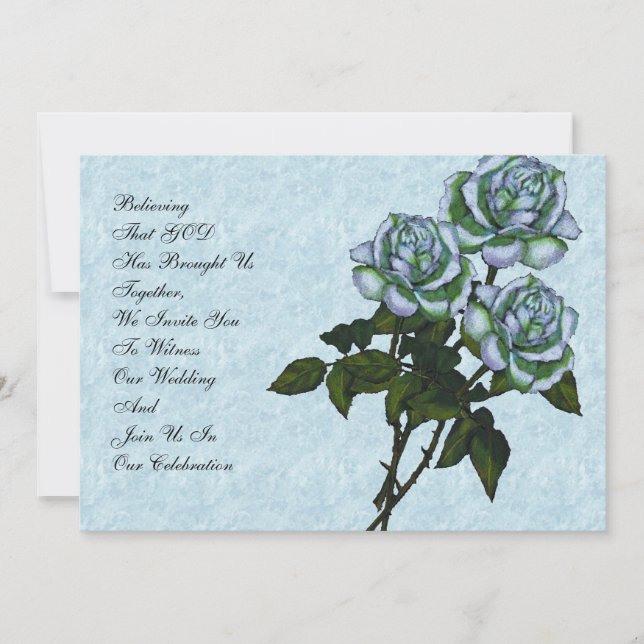 Christian Wedding Invitation: Three White Roses Invitation (Front)