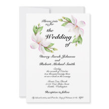 Christian Wedding Invitation Watercolor Magnolias