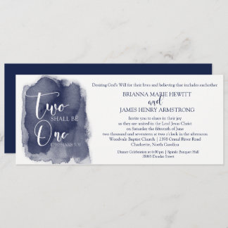 Christian Wedding Invitation - Watercolor Navy