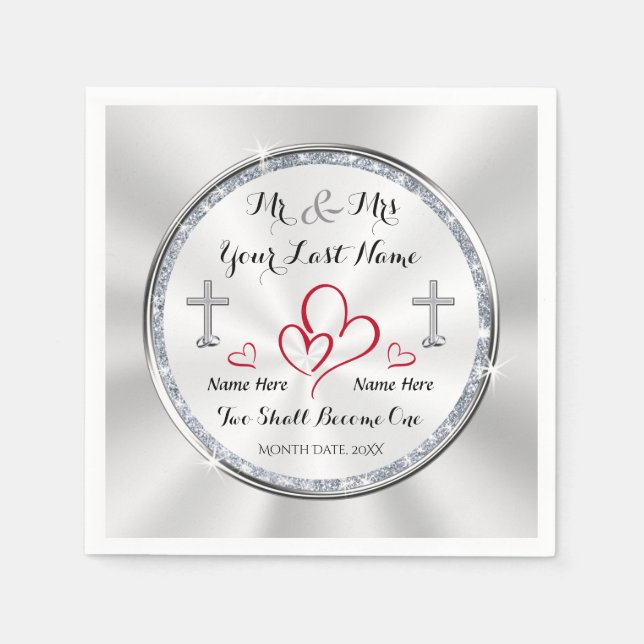 Christian Wedding Napkins Two Shall Become One (Front)