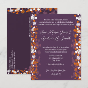 Christian Wedding Purple Terracotta Floral Blooms  Announcement Postcard