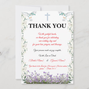 Christian Wedding Thank You Card with Cross