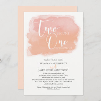 Christian Wedding Watercolor Coral Shades Invitation