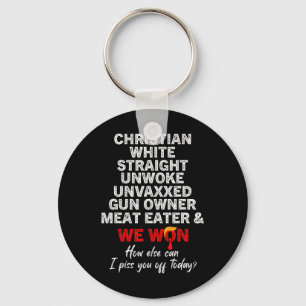 Christian White Straight Unwoke Unvaxxed Gun Owner Keychain
