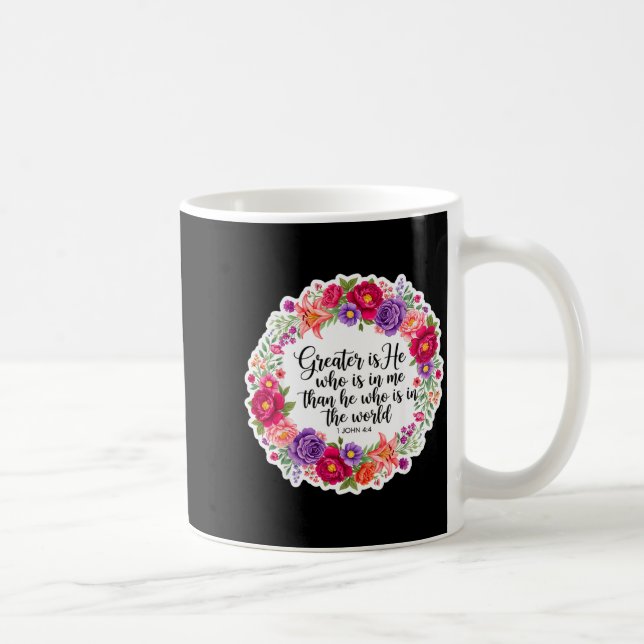 Christian Woman Bible Verse Jesus Greater Is He Wh Coffee Mug (Right)