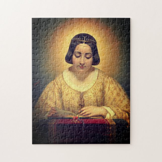 Christian woman reading bible medieval painting jigsaw puzzle (Vertical)