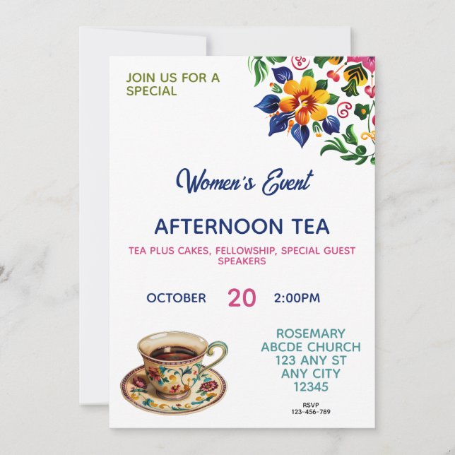 Christian Women Fellowship Tea Invitation (Front)