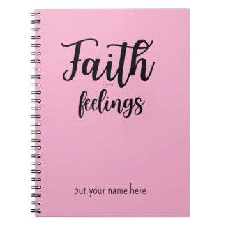 Christian Women Minimalist Faith Over Feelings  Notebook