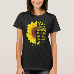 Christian  Women Teen Girls Sunflower Verse Saying T-Shirt