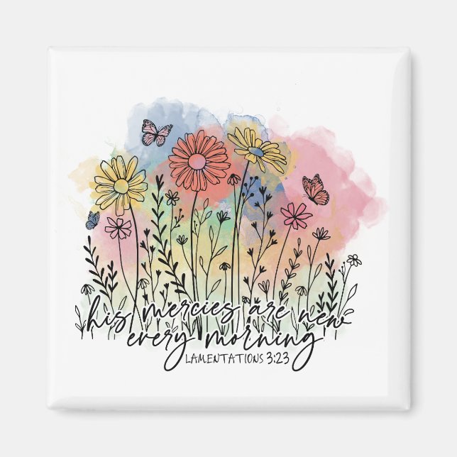 Christian Women's Watercolor Floral Magnet (Front)