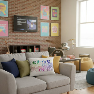 Christian word cloud accent pillow