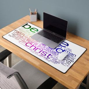 Christian word cloud desk mat