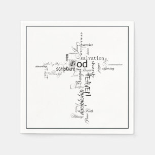 christian words cross paper napkins