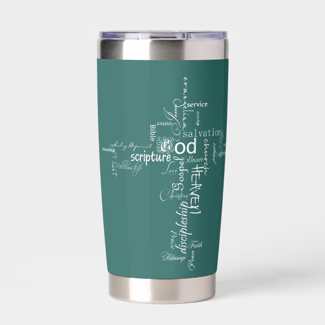 Christian words cross personalized insulated tumbler (Front)