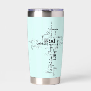 Christian words cross personalized insulated tumbler