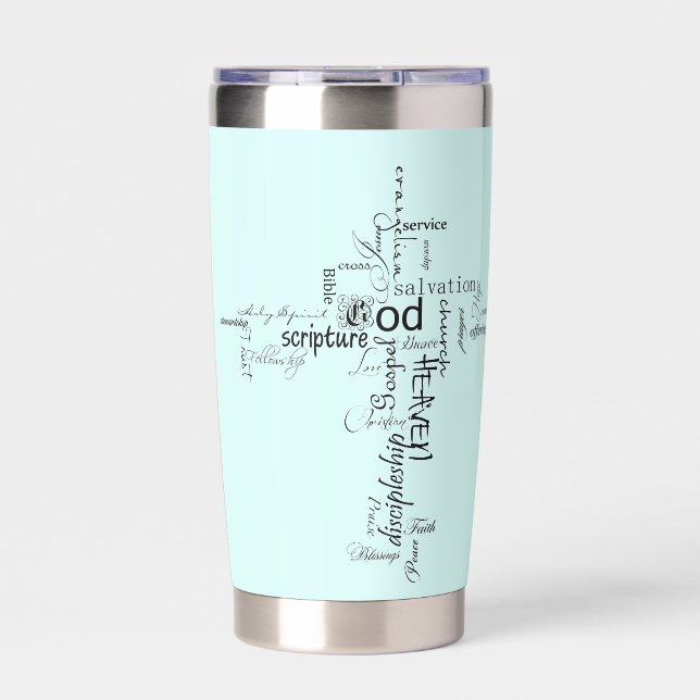 Christian words cross personalized insulated tumbler (Front)