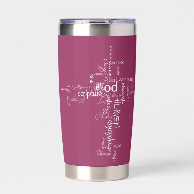 Christian words cross personalized insulated tumbler (Front)