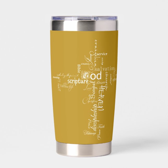 Christian words cross personalized insulated tumbler (Front)