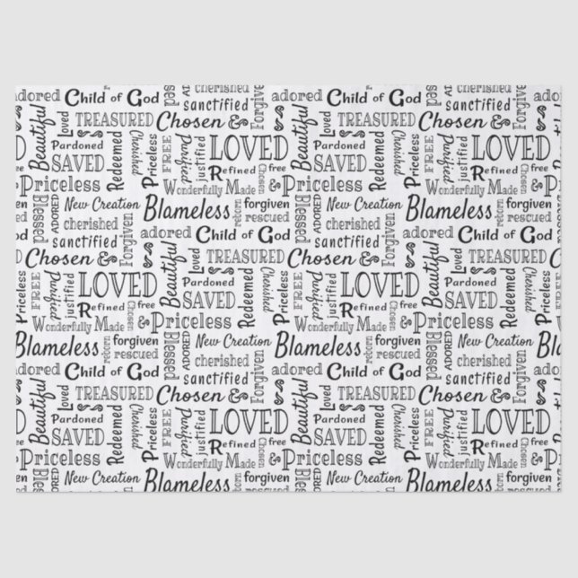 Christian Words of Affirmation Tissue Paper (Front)