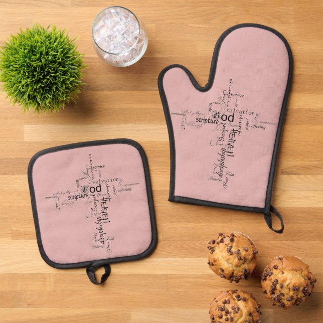 Christian words   oven mitt & pot holder set (Top Down)