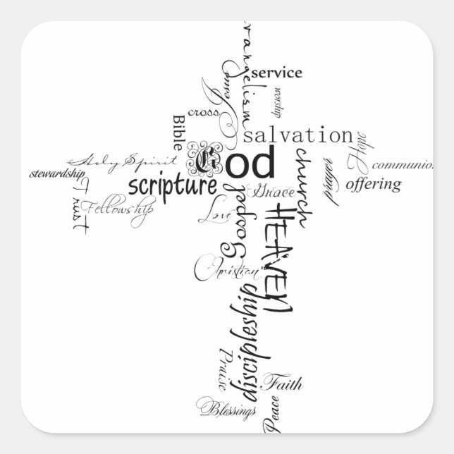 Christian words square sticker (Front)