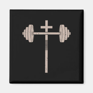 Christian Workout Dumbbell Cross Barbell Gym Jesus Magnet