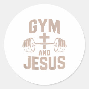 Christian Workout Gym & Jesus Weight Lifting M Classic Round Sticker
