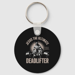 Christian Workout Gym Jesus The Deadlifter On Back Keychain