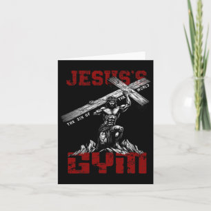 Christian Workout Tee Jesus's Gym Bodybuilder Moti Card