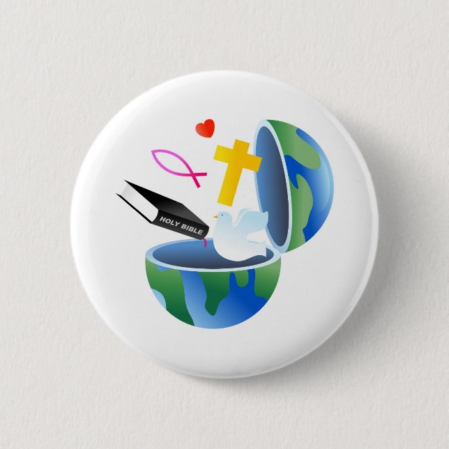 Christian World 2 Inch Round Button (Front)