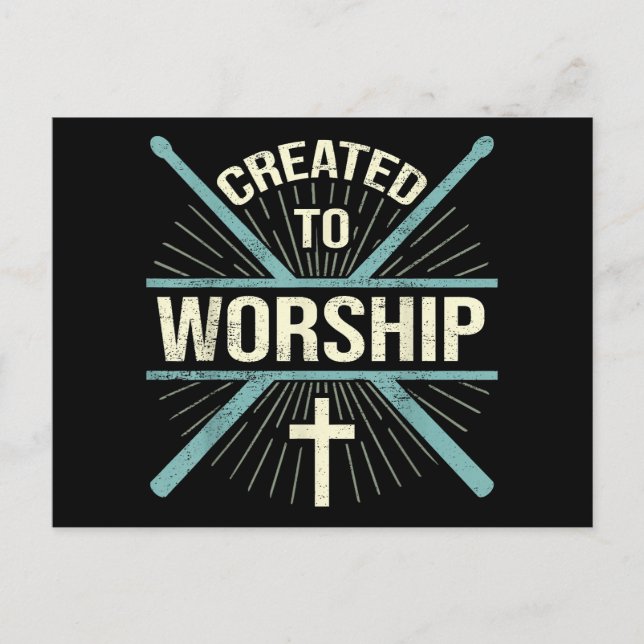 Christian Worship Band Created To Worship Drummer Holiday Postcard (Front)