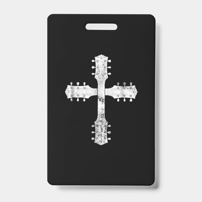 christian worship team guitar cross badge (Front)