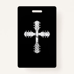 christian worship team guitar cross badge