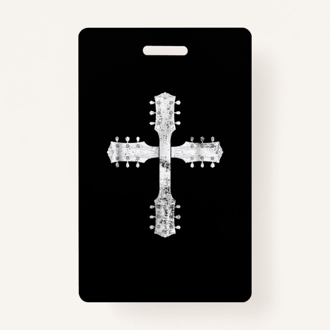 christian worship team guitar cross badge (Front)