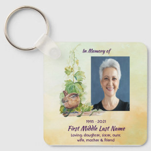 Christian Wren Bird Vineyard Memorial Keepsake Keychain