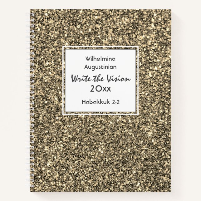 Christian WRITE THE VISION Customizable BEIGE Notebook (Front)