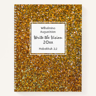 Christian WRITE THE VISION Customizable FAUX GOLD Notebook